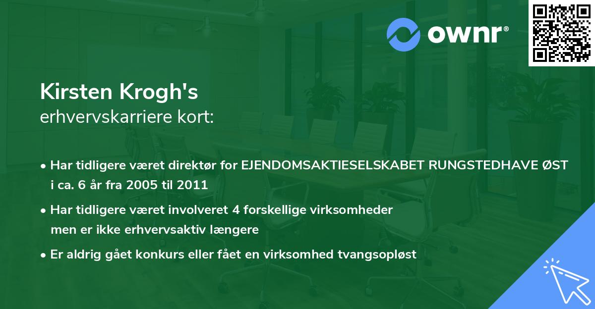 Kirsten Krogh's erhvervskarriere kort