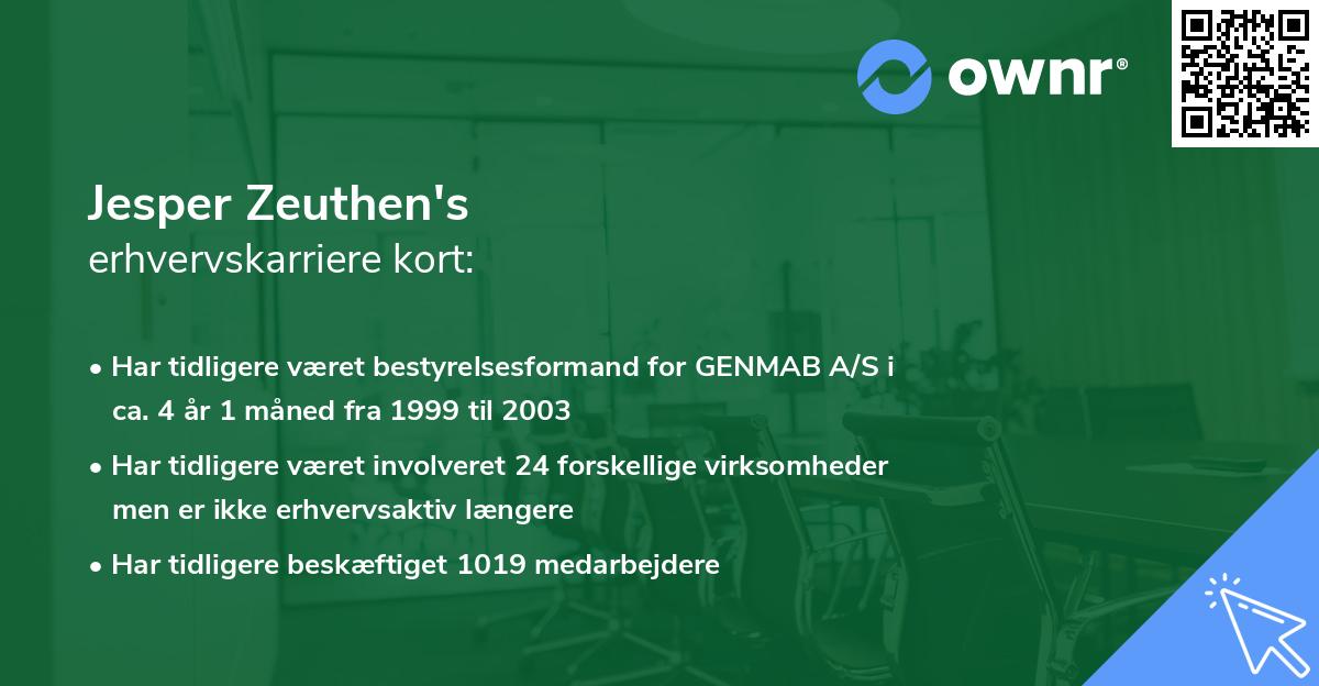 Jesper Zeuthen's erhvervskarriere kort