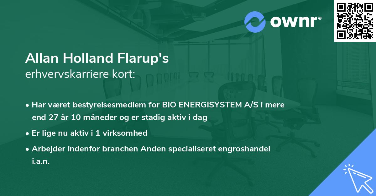 Allan Holland Flarup's erhvervskarriere kort