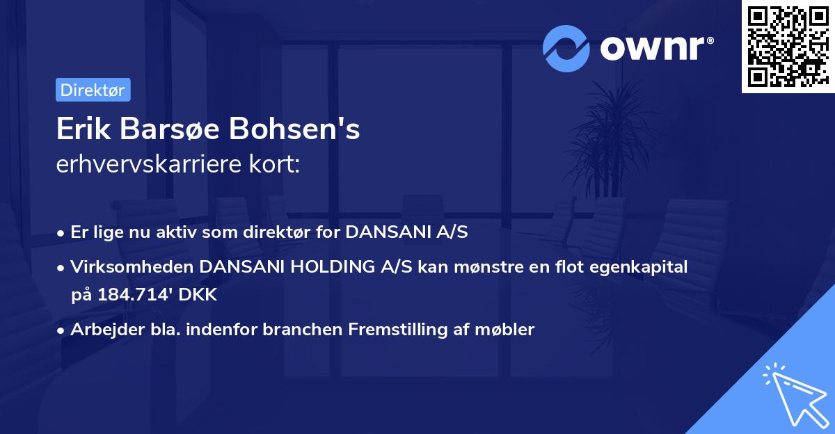 Erik Barsøe Bohsen's erhvervskarriere kort