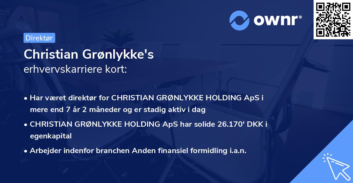Christian Grønlykke's erhvervskarriere kort