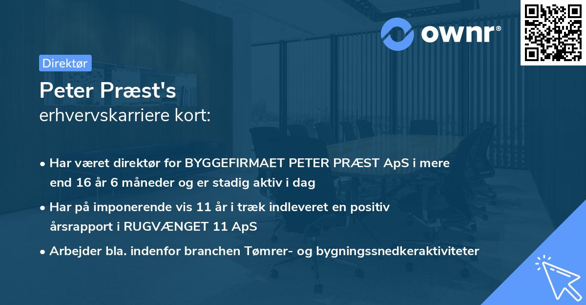 Peter Præst's erhvervskarriere kort