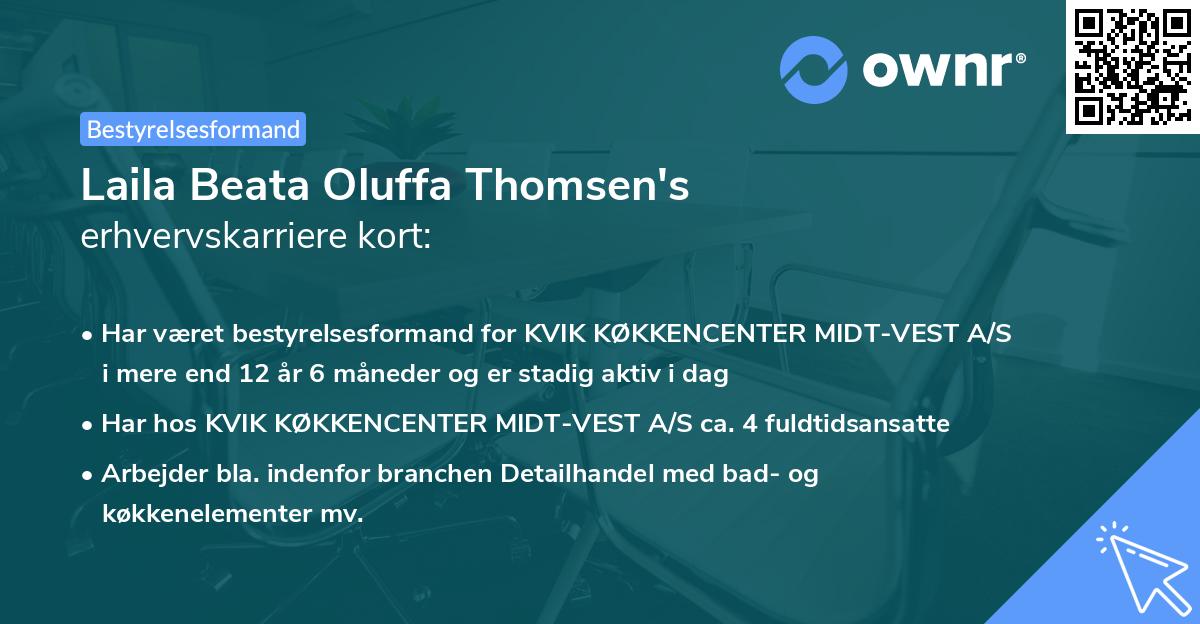 Laila Beata Oluffa Thomsen's erhvervskarriere kort