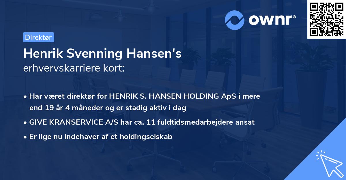 Henrik Svenning Hansen's erhvervskarriere kort