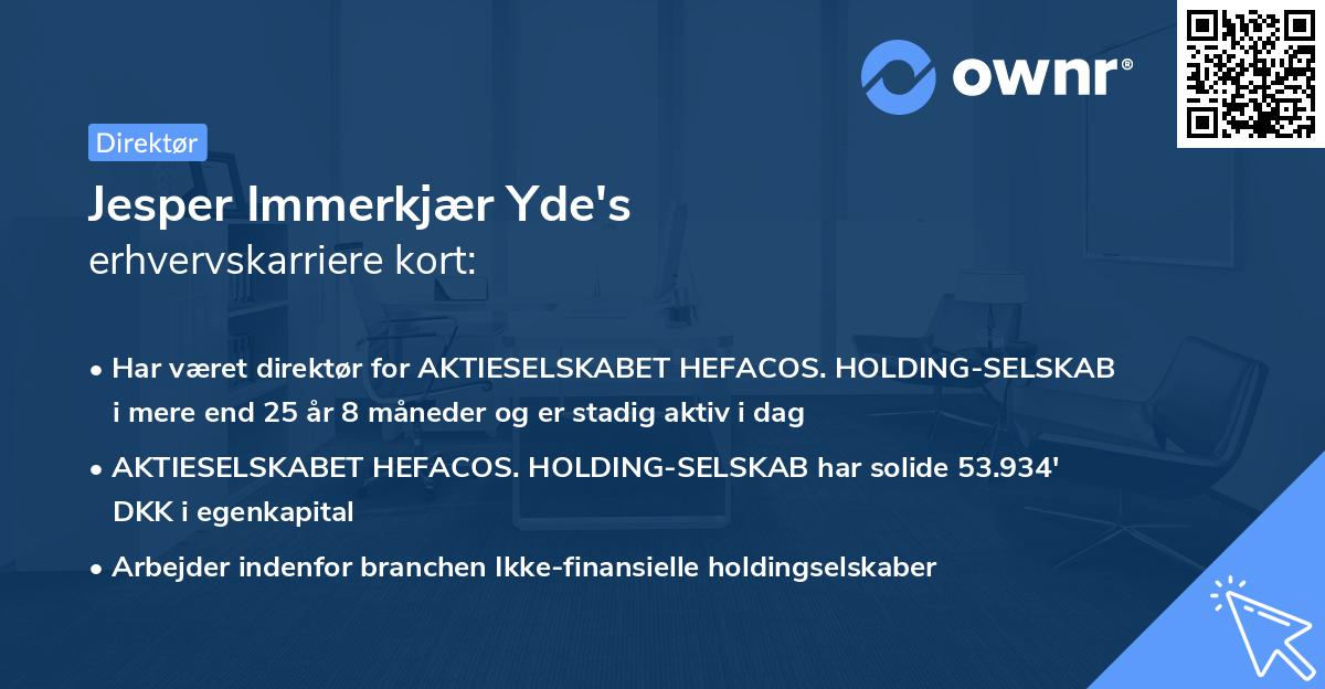 Jesper Immerkjær Yde's erhvervskarriere kort