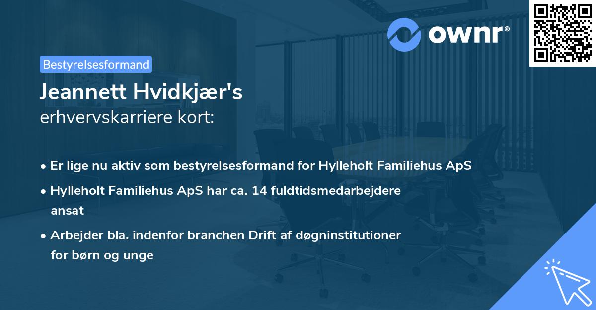 Jeannett Hvidkjær's erhvervskarriere kort