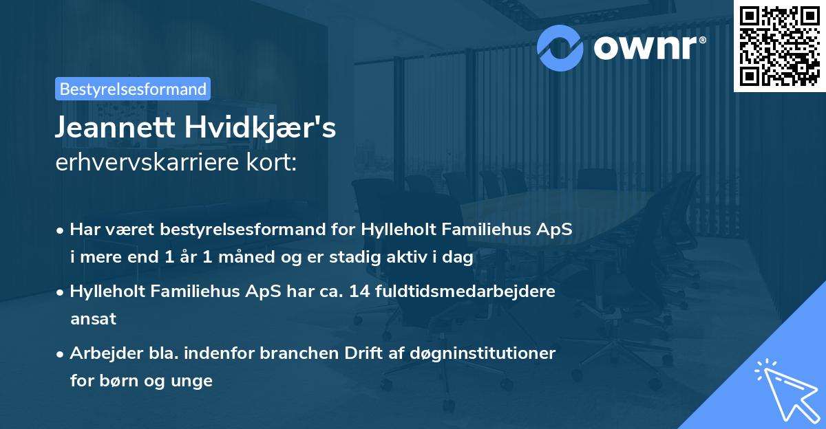 Jeannett Hvidkjær's erhvervskarriere kort