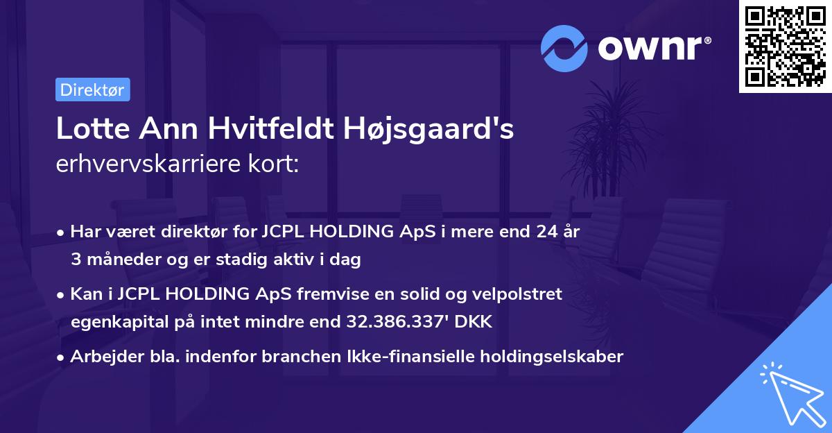 Lotte Ann Hvitfeldt Højsgaard's erhvervskarriere kort