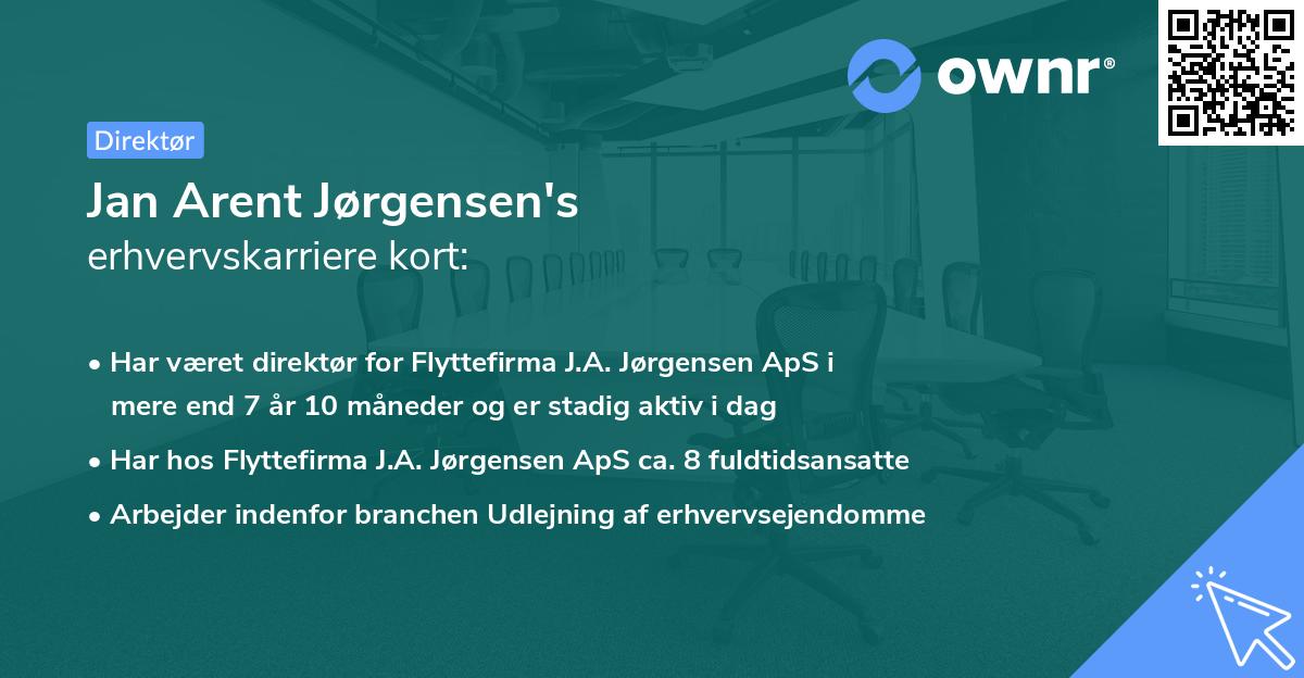 Jan Arent Jørgensen's erhvervskarriere kort