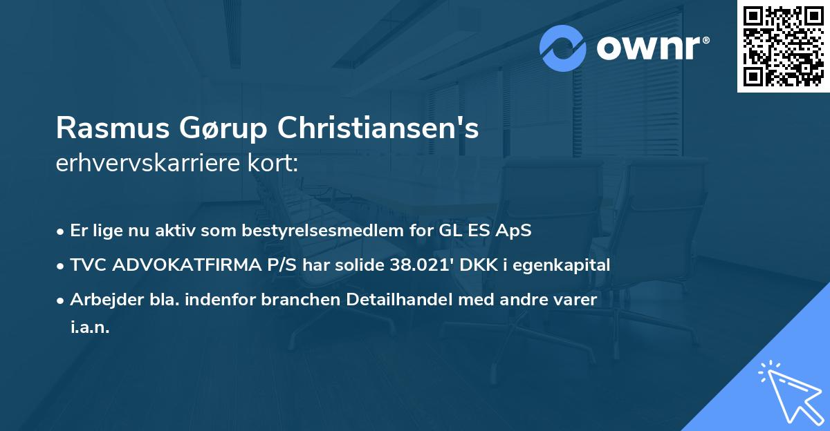 Rasmus Gørup Christiansen's erhvervskarriere kort