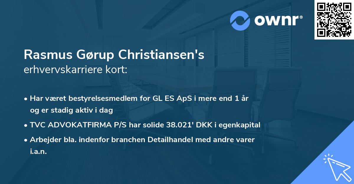 Rasmus Gørup Christiansen's erhvervskarriere kort