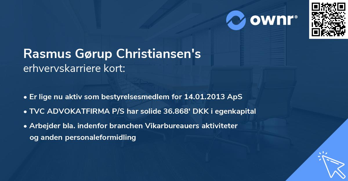 Rasmus Gørup Christiansen's erhvervskarriere kort