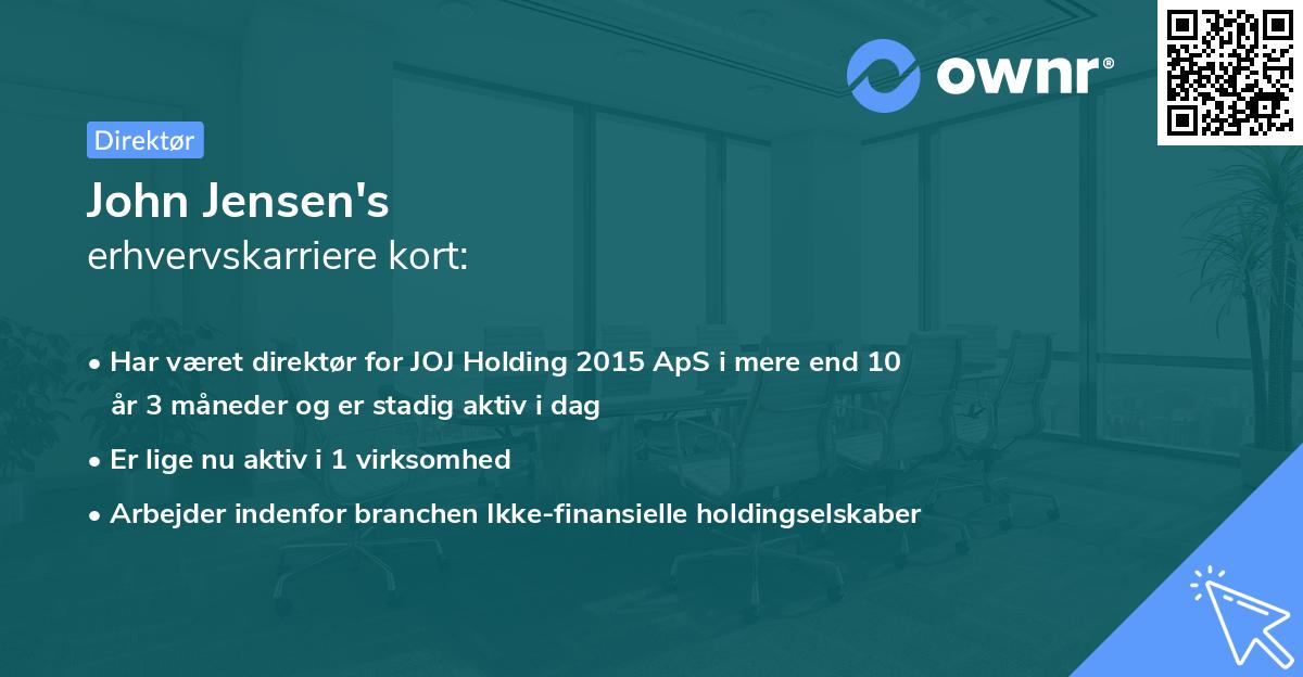 John Jensen's erhvervskarriere kort