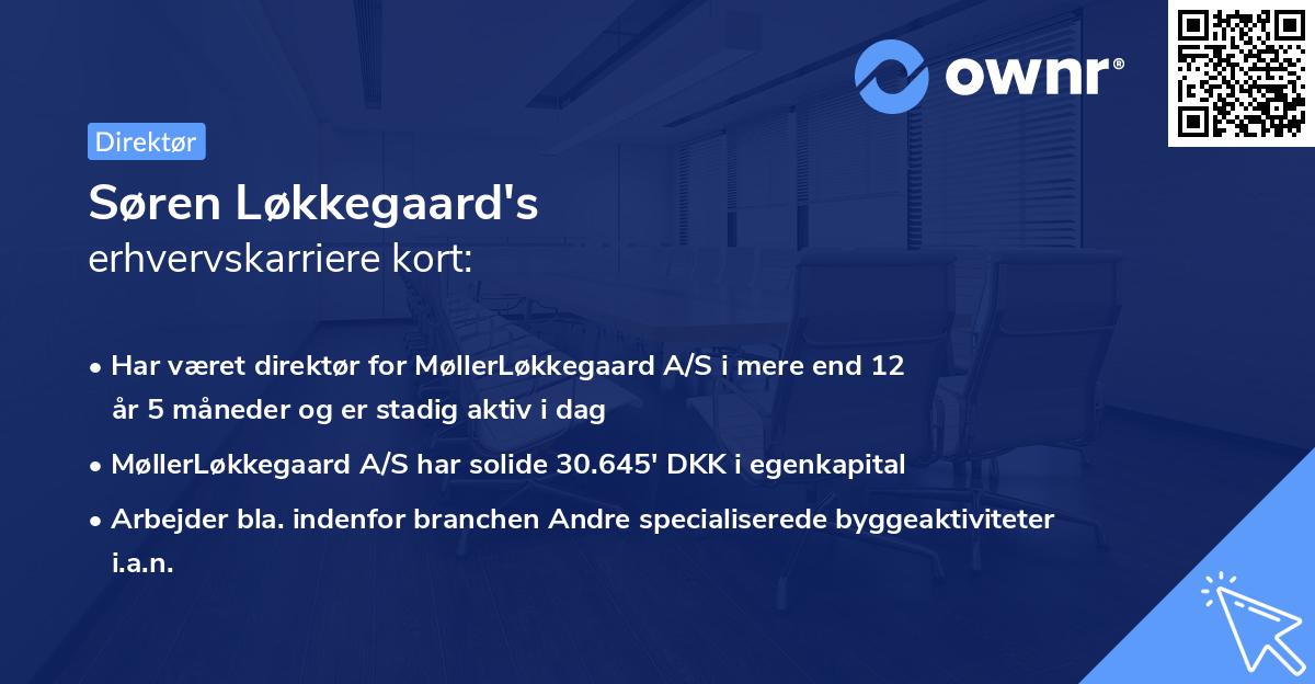 Søren Løkkegaard's erhvervskarriere kort