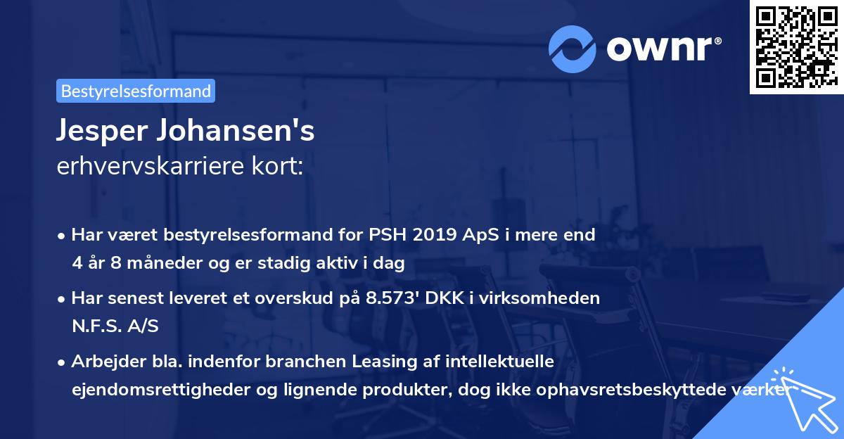 Jesper Johansen's erhvervskarriere kort