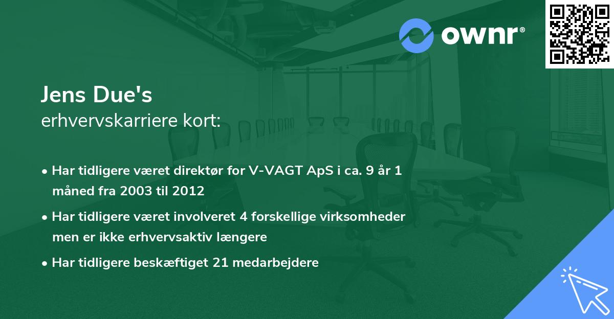 Jens Due's erhvervskarriere kort