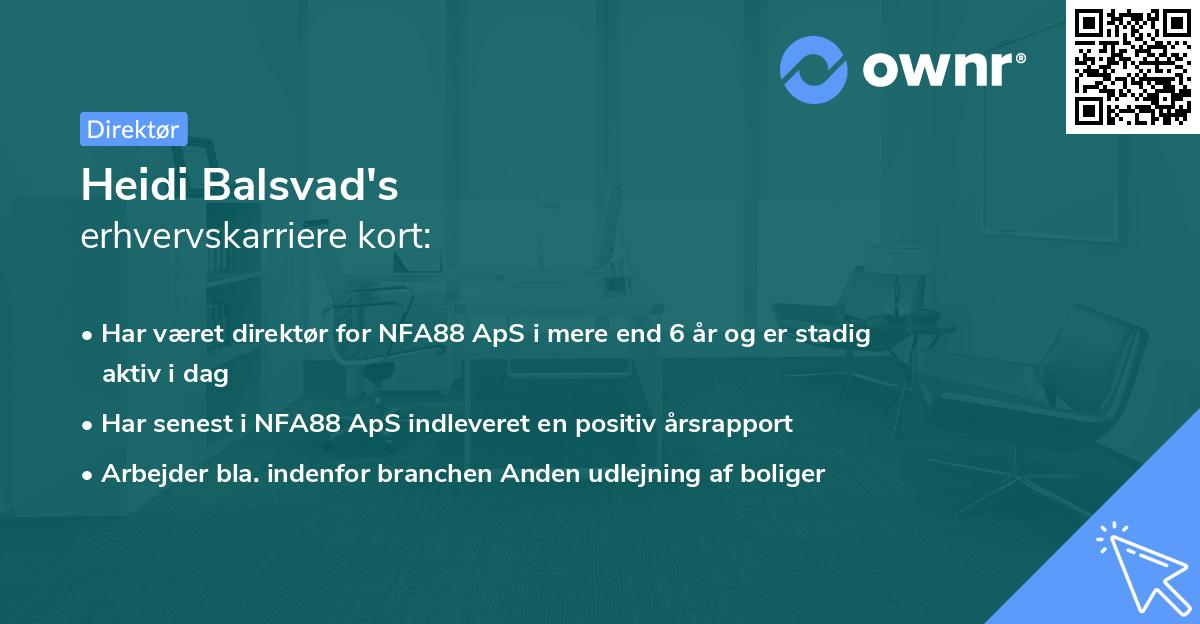 Heidi Balsvad's erhvervskarriere kort