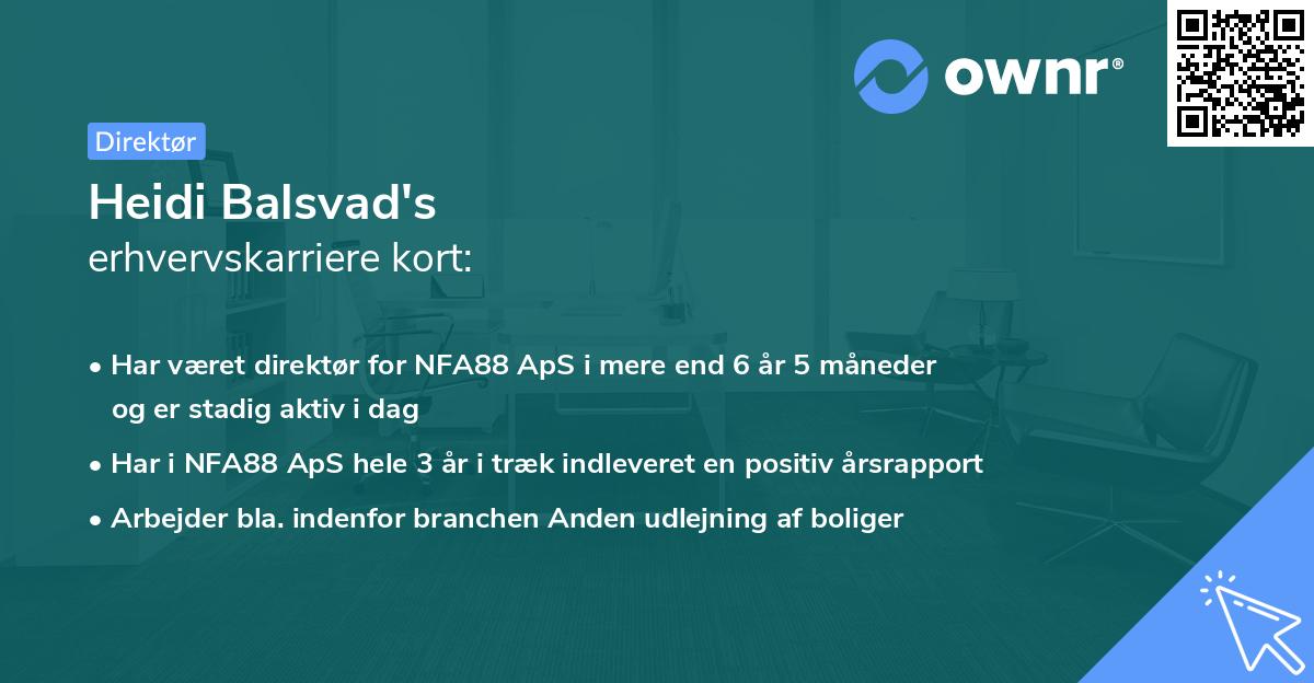 Heidi Balsvad's erhvervskarriere kort