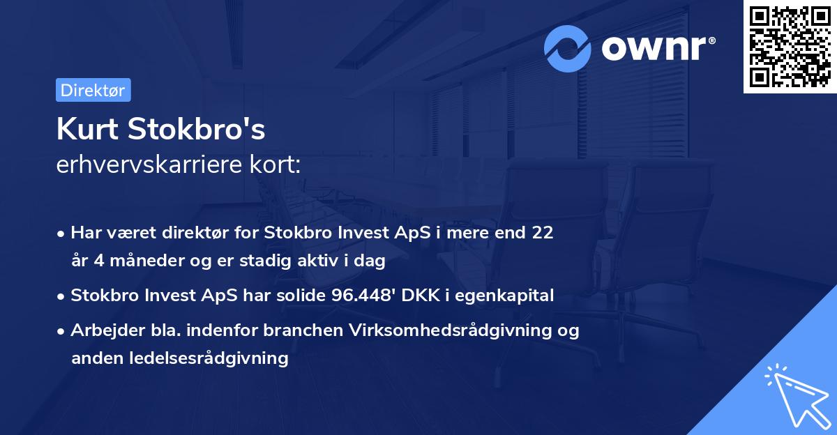 Kurt Stokbro's erhvervskarriere kort