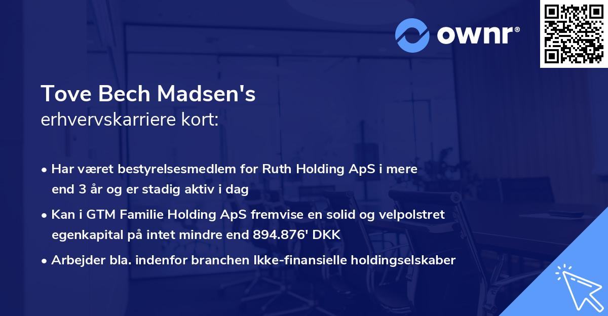 Tove Bech Madsen's erhvervskarriere kort