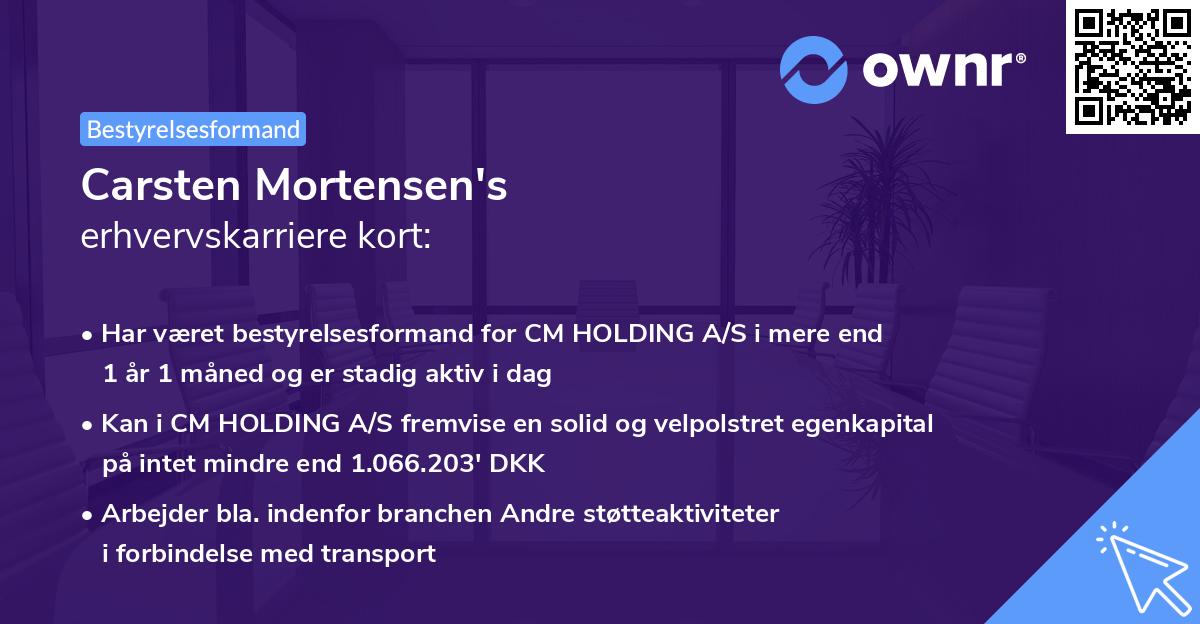 Carsten Mortensen's erhvervskarriere kort