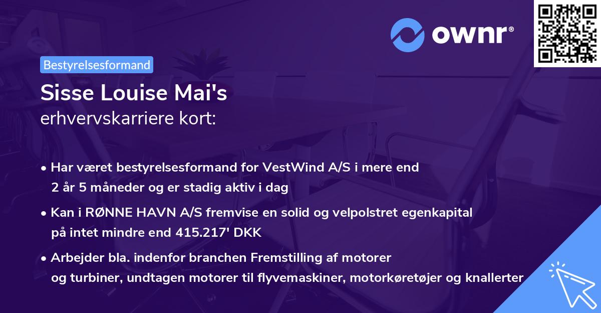 Sisse Louise Mai's erhvervskarriere kort
