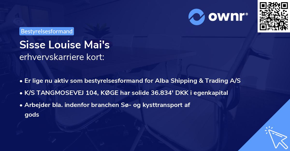 Sisse Louise Mai's erhvervskarriere kort