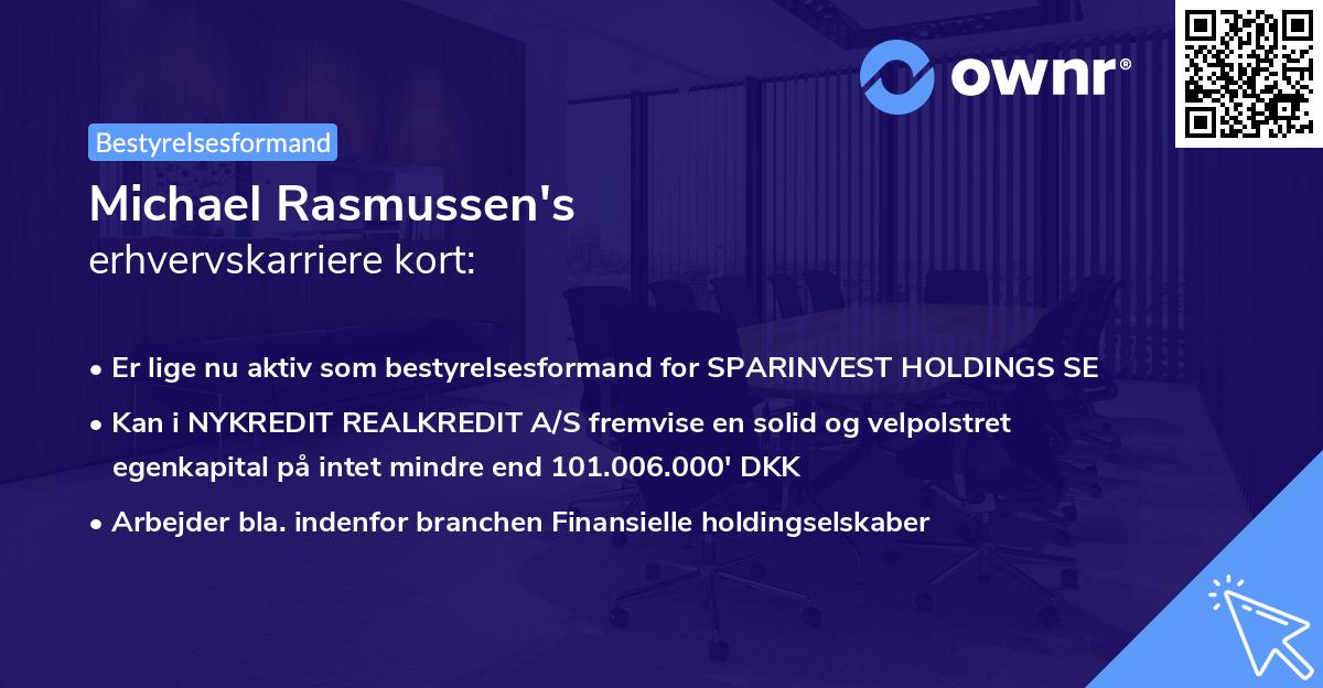Michael Rasmussen's erhvervskarriere kort
