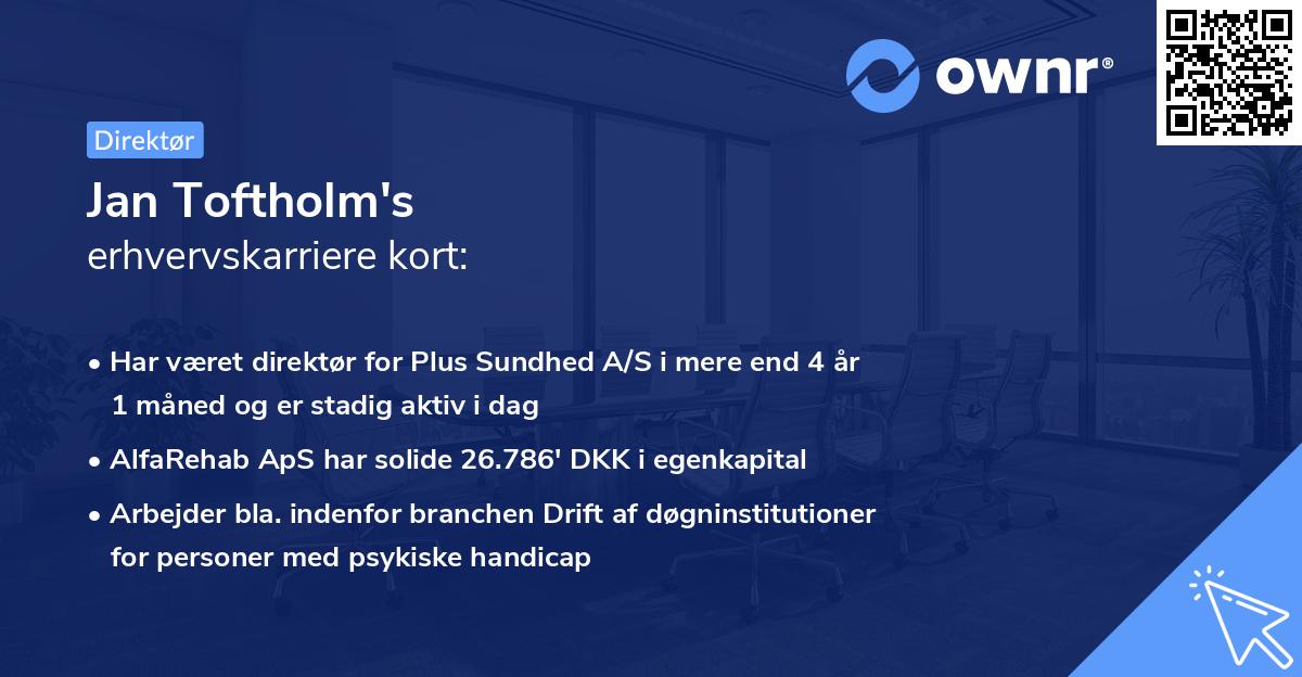 Jan Toftholm's erhvervskarriere kort