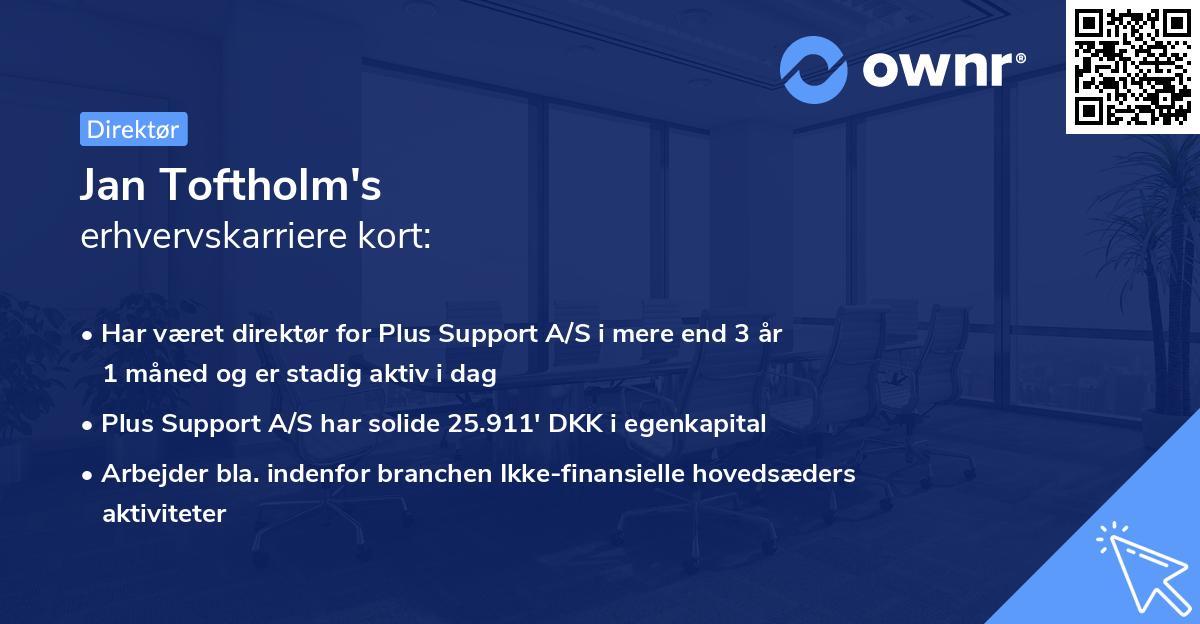 Jan Toftholm's erhvervskarriere kort