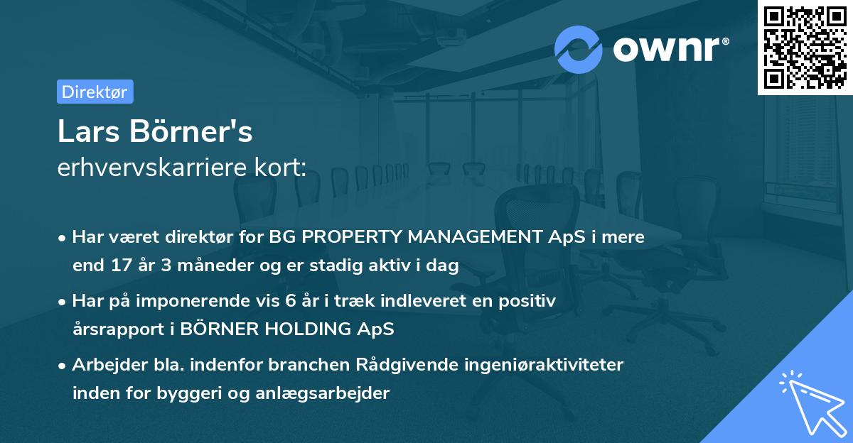 Lars Börner's erhvervskarriere kort