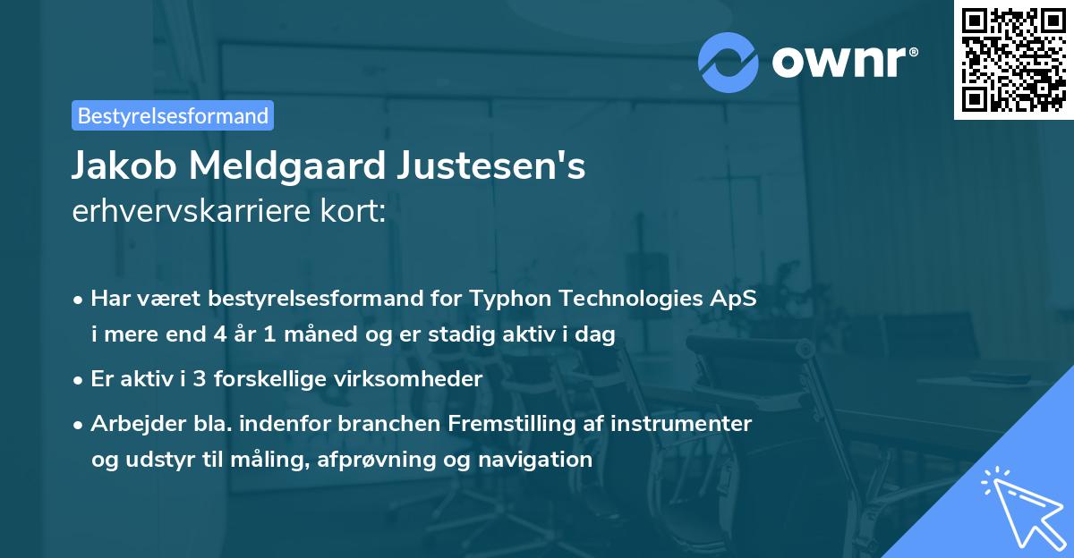 Jakob Meldgaard Justesen's erhvervskarriere kort