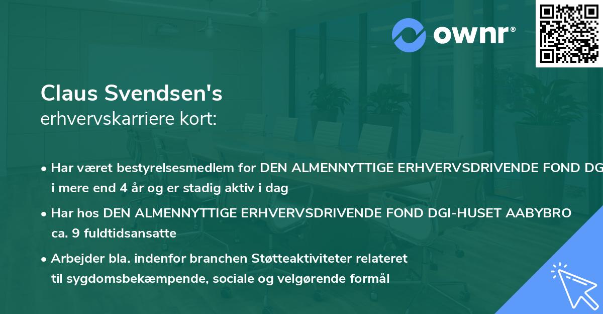 Claus Svendsen's erhvervskarriere kort