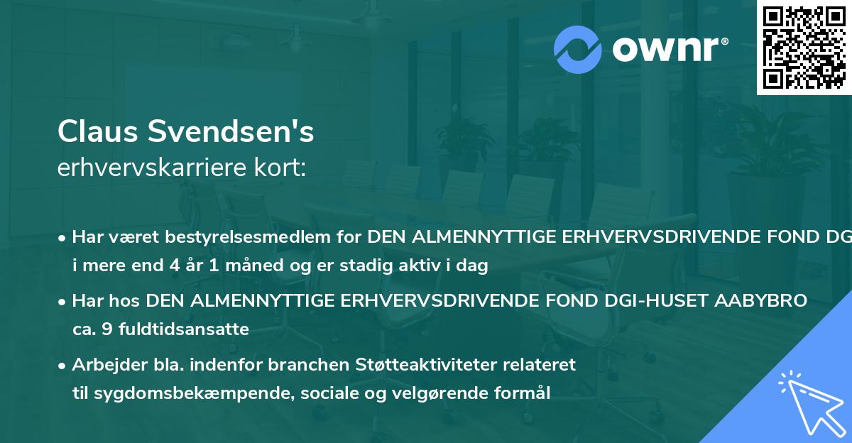 Claus Svendsen's erhvervskarriere kort