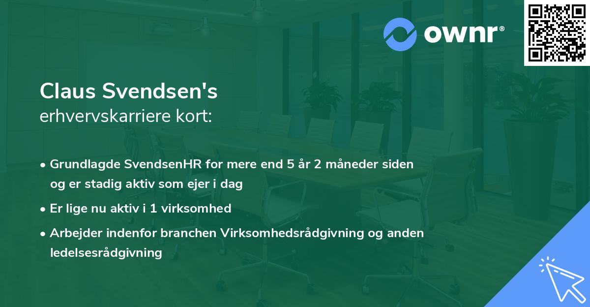 Claus Svendsen's erhvervskarriere kort