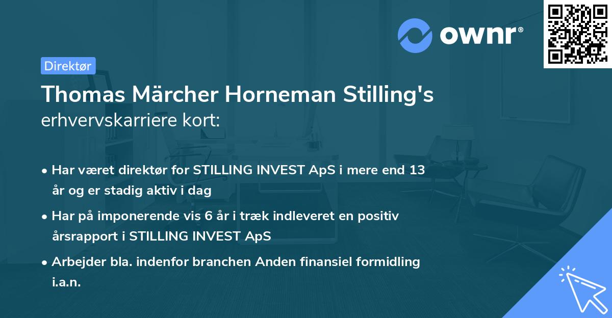 Thomas Märcher Horneman Stilling's erhvervskarriere kort