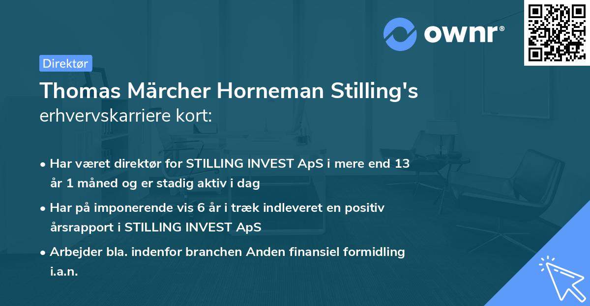Thomas Märcher Horneman Stilling's erhvervskarriere kort