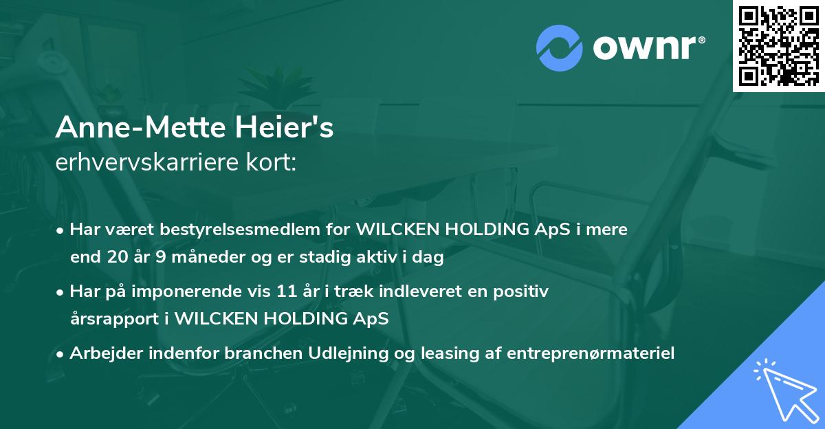 Anne-Mette Heier's erhvervskarriere kort