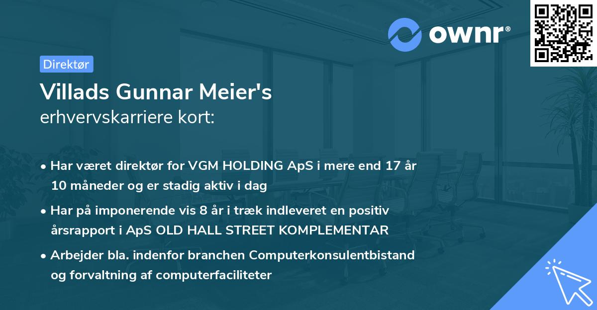 Villads Gunnar Meier's erhvervskarriere kort