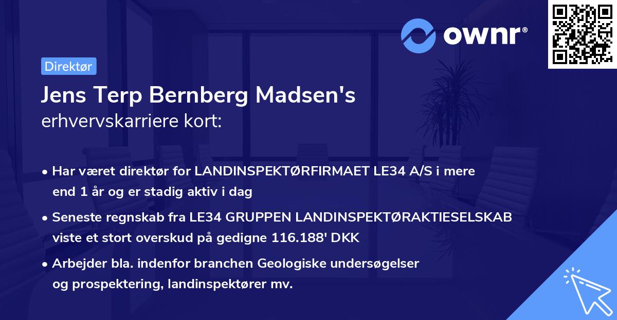 Jens Terp Bernberg Madsen's erhvervskarriere kort