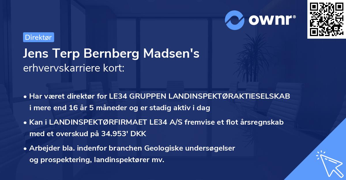 Jens Terp Bernberg Madsen's erhvervskarriere kort