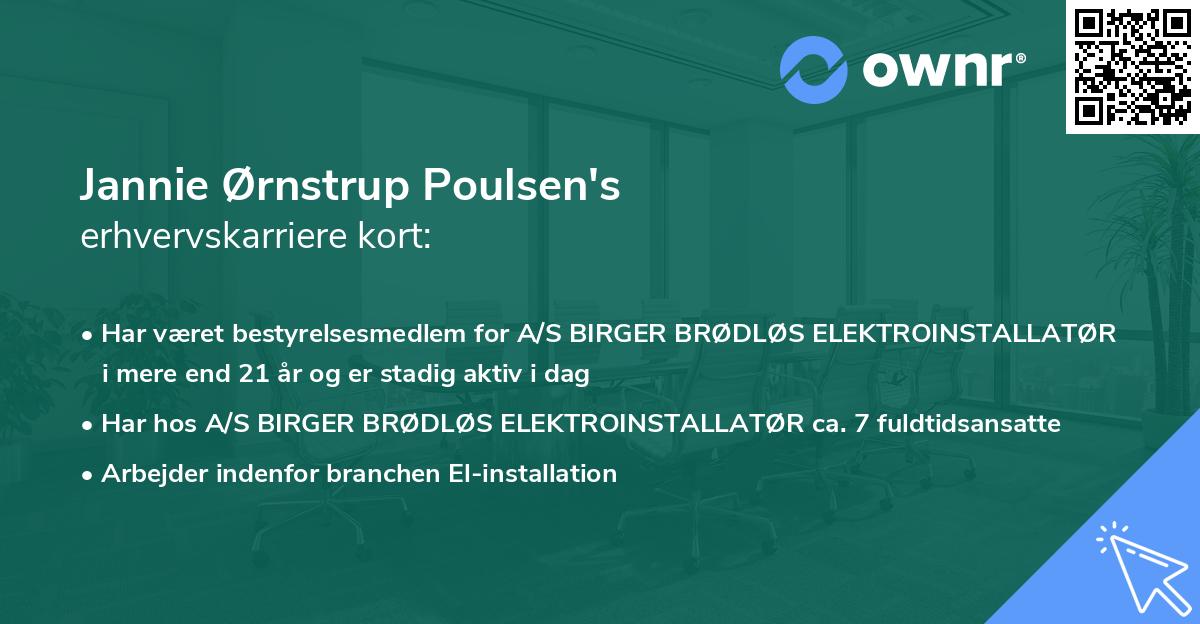 Jannie Ørnstrup Poulsen's erhvervskarriere kort