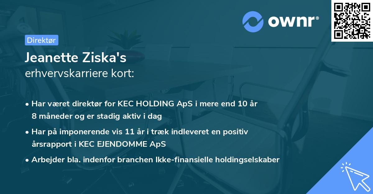 Jeanette Ziska's erhvervskarriere kort