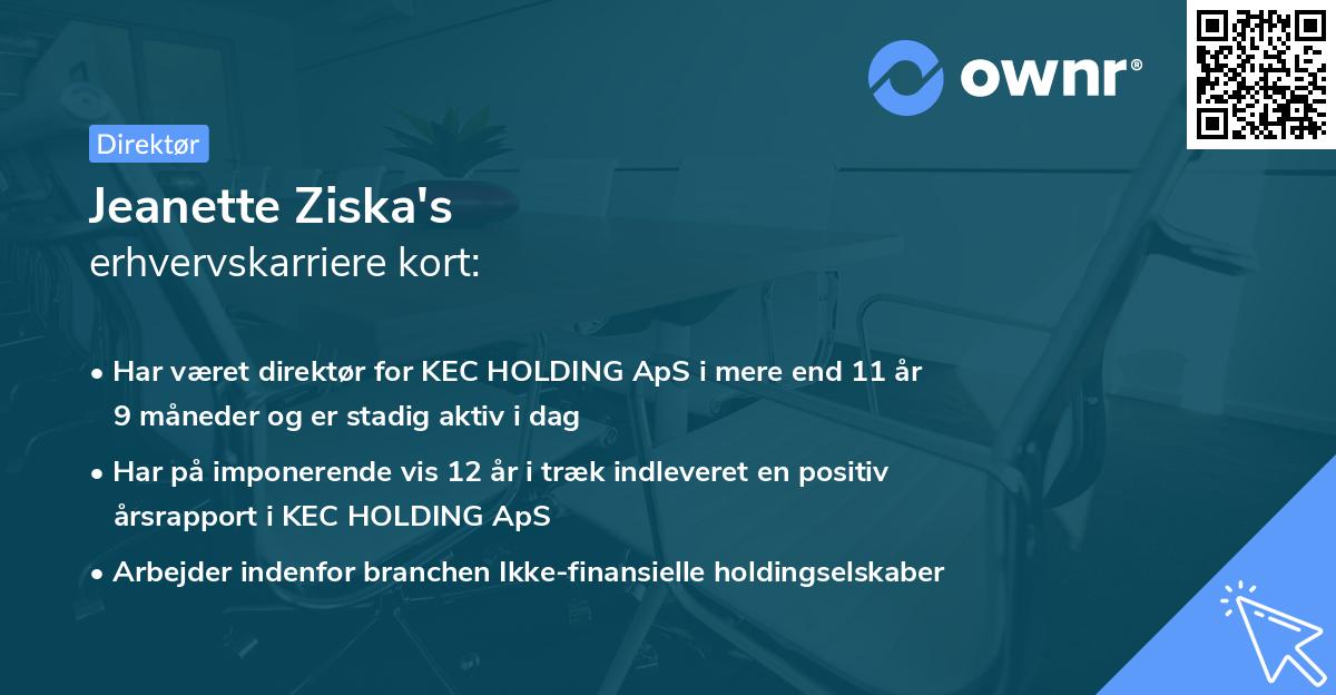 Jeanette Ziska's erhvervskarriere kort