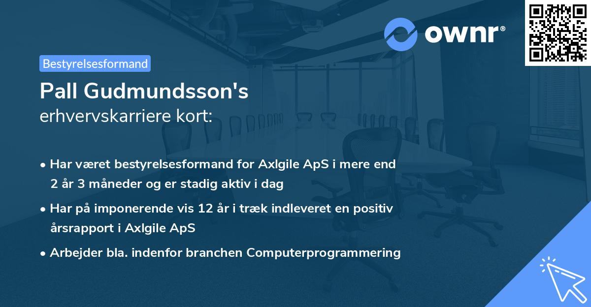 Pall Gudmundsson's erhvervskarriere kort