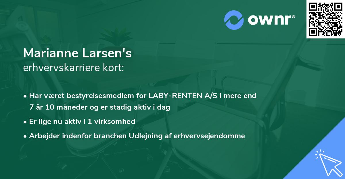 Marianne Larsen's erhvervskarriere kort