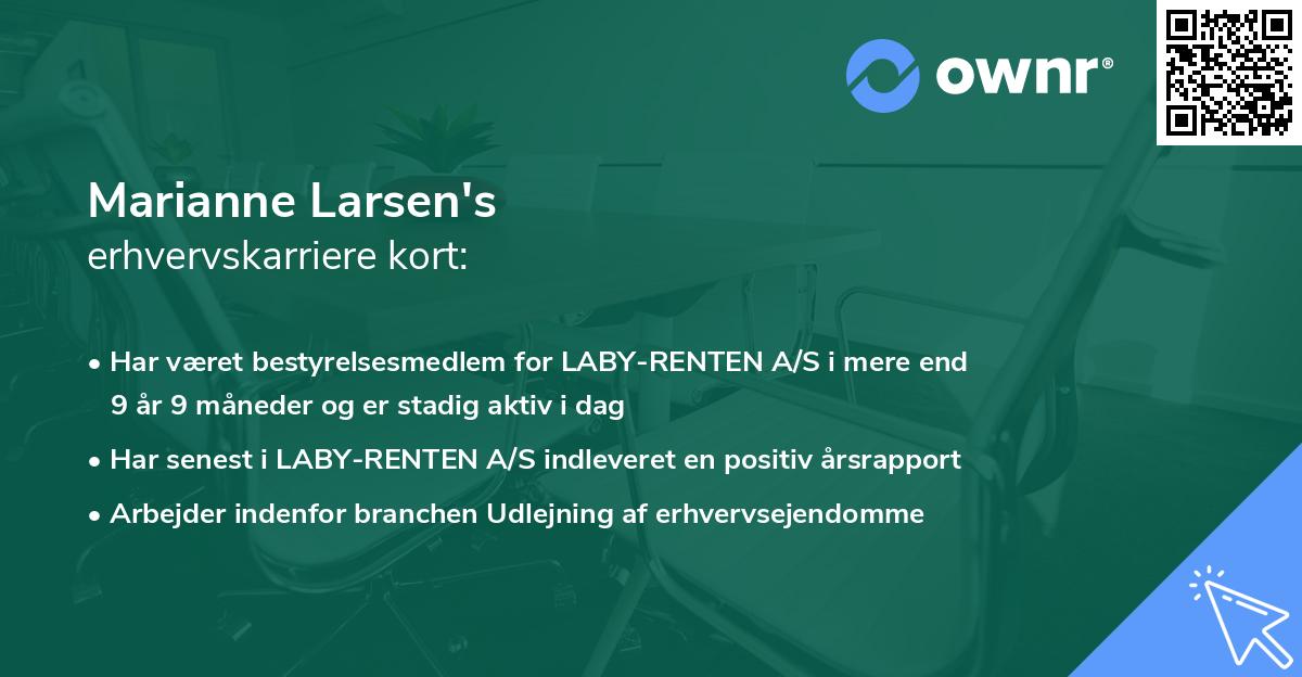 Marianne Larsen's erhvervskarriere kort