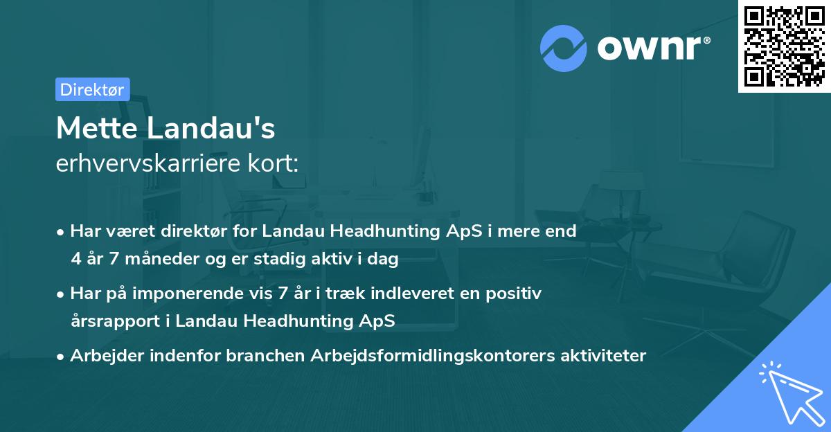 Mette Landau's erhvervskarriere kort