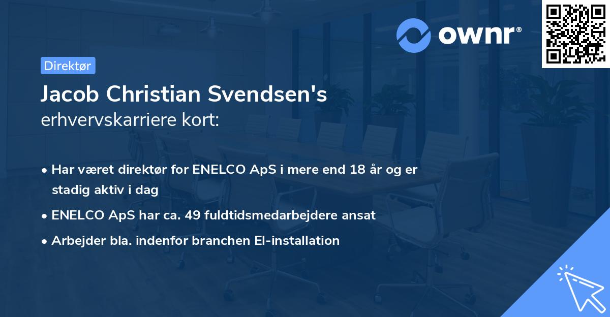 Jacob Christian Svendsen's erhvervskarriere kort
