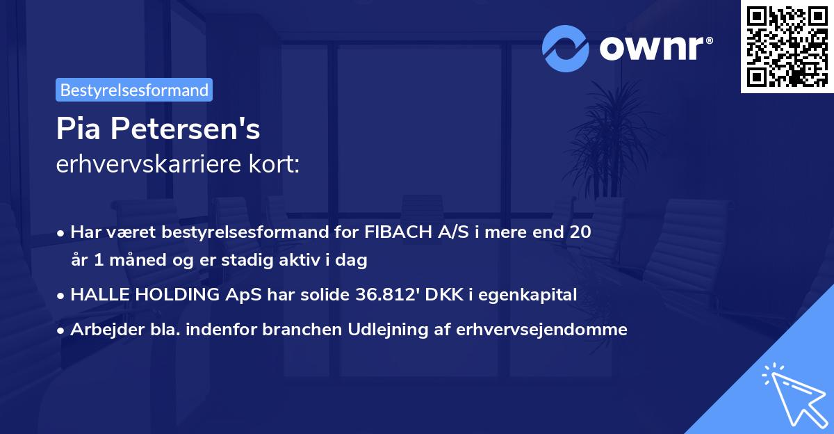Pia Petersen's erhvervskarriere kort